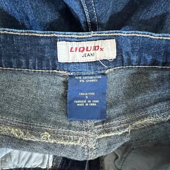 Liquid x Y2K Juniors Jeans Size 9 Flared Len Corduroy Patchwork Embellished Blue - Picture 11 of 11